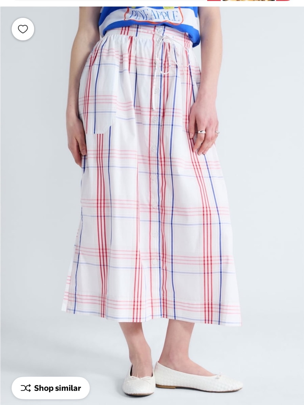 Free assembly White Plaid Button Front Maxi Skirt Size XL